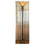 Ornate Bronze-Finish Torchiere Floor Lamp with Frosted Glass Shade Ornate Bronze-Finish Torchiere Floor Lamp with Frosted Glass Shade