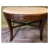 Upholstered Wood Bench with Curved Seat and Cross Bracing Upholstered Wood Bench with Curved Seat and Cross Bracing