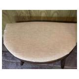 Upholstered Wood Bench with Curved Seat and Cross Bracing Upholstered Wood Bench with Curved Seat and Cross Bracing
