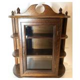 Vintage Wall-Mount Display Cabinet with Glass Door and Side Shelves Vintage Wall-Mount Display Cabinet with Glass Door and Side Shelves