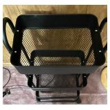 Three-Tier Black Metal Rolling Utility Cart Three-Tier Black Metal Rolling Utility Cart