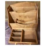 Wood Desktop Organizer and Black Mesh 2-Drawer Storage Unit Wood Desktop Organizer and Black Mesh 2-Drawer Storage Unit