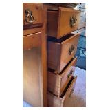 Traditional Wood Office Desk with Seven Drawers and Brass Handles Traditional Wood Office Desk with Seven Drawers and Brass Handles