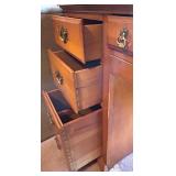 Traditional Wood Office Desk with Seven Drawers and Brass Handles Traditional Wood Office Desk with Seven Drawers and Brass Handles