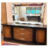 Bedroom Suite: Lowboy Dresser with Mirror, Tallboy Dresser, Bed Frame, 2 Nightstands Bedroom Suite: Lowboy Dresser with Mirror, Tallboy Dresser, Bed Frame, 2 Nightstands