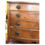 Vintage Wood Bow Front 4-Drawer Dresser with Brass Pulls Vintage Wood Bow Front 4-Drawer Dresser with Brass Pulls