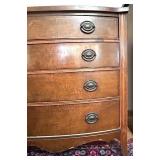 Vintage Wood Bow Front 4-Drawer Dresser with Brass Pulls Vintage Wood Bow Front 4-Drawer Dresser with Brass Pulls