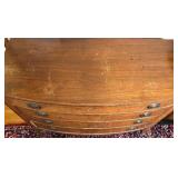 Vintage Wood Bow Front 4-Drawer Dresser with Brass Pulls Vintage Wood Bow Front 4-Drawer Dresser with Brass Pulls