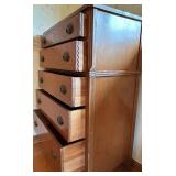 Vintage Tall Wooden Chest of Drawers with Inlay Detail Vintage Tall Wooden Chest of Drawers with Inlay Detail