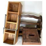 Wood Kitchen/Bathroom/Office Organizers and Step Stool Lot Wood Kitchen/Bathroom/Office Organizers and Step Stool Lot