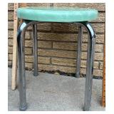 Mixed Vintage Utility Lot: Stools, Rulers, Enamel Bucket, Clamp Lamp Mixed Vintage Utility Lot: Stools, Rulers, Enamel Bucket, Clamp Lamp