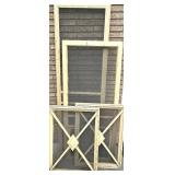 Lot of Vintage Wood Window Screens with Decorative Diamond Grilles Lot of Vintage Wood Window Screens with Decorative Diamond Grilles