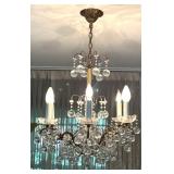 Brass and Glass Crystal Chandelier with Hanging Globes Brass and Glass Crystal Chandelier with Hanging Globes