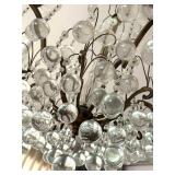Brass and Glass Crystal Chandelier with Hanging Globes Brass and Glass Crystal Chandelier with Hanging Globes