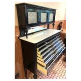 Vintage Dental Cabinet with 14 Metal Drawers and Glass Pulls Vintage Dental Cabinet with 14 Metal Drawers and Glass Pulls