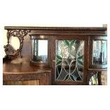 Antique Oak Secretary Bookcase with Curio Cabinet and Stained Glass Antique Oak Secretary Bookcase with Curio Cabinet and Stained Glass