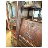 Antique Oak Secretary Bookcase with Curio Cabinet and Stained Glass Antique Oak Secretary Bookcase with Curio Cabinet and Stained Glass