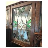 Antique Oak Secretary Bookcase with Curio Cabinet and Stained Glass Antique Oak Secretary Bookcase with Curio Cabinet and Stained Glass