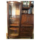 Antique Oak Secretary Bookcase with Curio Cabinet and Stained Glass Antique Oak Secretary Bookcase with Curio Cabinet and Stained Glass