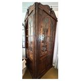Impressive Antique Wooden Corner Cabinet with Glass Doors Impressive Antique Wooden Corner Cabinet with Glass Doors