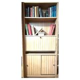 Tall Wood Bookshelf with Storage Compartments Tall Wood Bookshelf with Storage Compartments