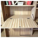 Tall Wood Bookshelf with Storage Compartments Tall Wood Bookshelf with Storage Compartments