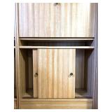 Tall Wood Bookcase with Drop-Down Desk and Sliding Doors Tall Wood Bookcase with Drop-Down Desk and Sliding Doors