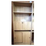 Wood Bookcase with Drop-Front Cabinet and Sliding Doors Wood Bookcase with Drop-Front Cabinet and Sliding Doors
