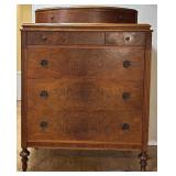 Antique Tiger Oak Bow Front Chest of Drawers with Brass Hardware Antique Tiger Oak Bow Front Chest of Drawers with Brass Hardware