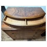 Antique Tiger Oak Bow Front Chest of Drawers with Brass Hardware Antique Tiger Oak Bow Front Chest of Drawers with Brass Hardware