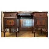 Antique Vanity Desk with Carved Details and Inlay Antique Vanity Desk with Carved Details and Inlay