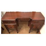 Antique Vanity Desk with Carved Details and Inlay Antique Vanity Desk with Carved Details and Inlay