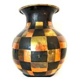 Brass Candleholders and Checkered Brass Vase Home Decor Lot Brass Candleholders and Checkered Brass Vase Home Decor Lot
