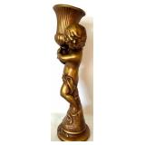 Mixed Home Decor Lot - Cherub Pedestal Bowl, Gold Urn with Fruit, Gilt Cherub Vase Mixed Home Decor Lot - Cherub Pedestal Bowl, Gold Urn with Fruit, Gilt Cherub Vase