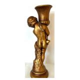 Mixed Home Decor Lot - Cherub Pedestal Bowl, Gold Urn with Fruit, Gilt Cherub Vase Mixed Home Decor Lot - Cherub Pedestal Bowl, Gold Urn with Fruit, Gilt Cherub Vase