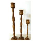 Set of 5 Hand Turned Wood Candle Holders - Mixed Heights Set of 5 Hand Turned Wood Candle Holders - Mixed Heights