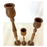 Set of 5 Hand Turned Wood Candle Holders - Mixed Heights Set of 5 Hand Turned Wood Candle Holders - Mixed Heights