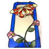 Stained Glass Butterfly and Flower Accent Mirror Stained Glass Butterfly and Flower Accent Mirror