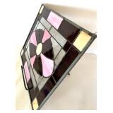 Pink and Burgundy Stained Glass Floral Window Panel Pink and Burgundy Stained Glass Floral Window Panel