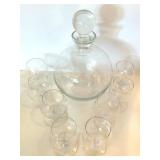 Glass Decanter with Stopper and 8 Snifter Glasses Glass Decanter with Stopper and 8 Snifter Glasses