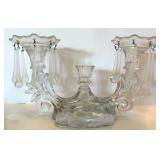 Vintage Glass Three-Light Candelabra with Prisms Vintage Glass Three-Light Candelabra with Prisms