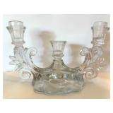 Vintage Glass Three-Light Candelabra with Prisms Vintage Glass Three-Light Candelabra with Prisms