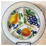 Italian Ceramic Serving Plates & Bowl, Hand-Painted Fruit & Floral Designs (3 pcs) Italian Ceramic Serving Plates & Bowl, Hand-Painted Fruit & Floral Designs (3 pcs)
