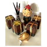 Eclectic Collectibles Lot: Vintage Bobblehead, Fortune Cookie, Decor Pens, Mini Candles Eclectic Collectibles Lot: Vintage Bobblehead, Fortune Cookie, Decor Pens, Mini Candles