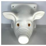 Pair of White Ceramic Pig Head Wall Mounts Pair of White Ceramic Pig Head Wall Mounts