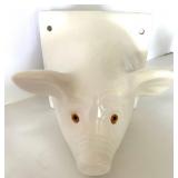 Pair of White Ceramic Pig Head Wall Mounts Pair of White Ceramic Pig Head Wall Mounts