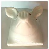 Pair of White Ceramic Pig Head Wall Mounts Pair of White Ceramic Pig Head Wall Mounts