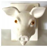 Pair of White Ceramic Pig Head Wall Mounts Pair of White Ceramic Pig Head Wall Mounts
