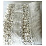 Vintage Lace Doilies and Table Linens Collection in Wicker Basket Vintage Lace Doilies and Table Linens Collection in Wicker Basket