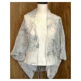 Sylvia Beitsch Beige Embellished Sheer Shawl Wrap Fits All Sylvia Beitsch Beige Embellished Sheer Shawl Wrap Fits All